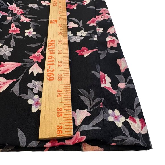 Brannan Studio Y2K Long Black Floral Skirt Large Vintage USA Slit Zip Maxi Dark - Picture 7 of 8